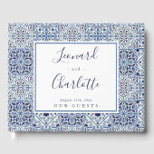 Blauwe tegels bruiloft gasten Boek aandenken (Voorkant)