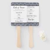 Blauwe Tegels Bruiloft Orde van Service Fan Handwaaier (Voorkant en achterkant)