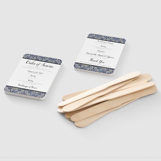 Blauwe Tegels Bruiloft Orde van Service Fan Handwaaier (Niet-gemonteerd)