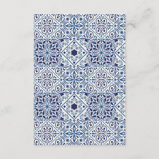 Blauwe tegels bruiloft Richting QR code invoegen k Informatiekaartje (Achterkant)