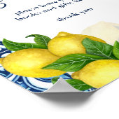Blauwe tegels citroen Amalfi baby shower geschenke Poster (Hoek)