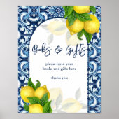 Blauwe tegels citroen Amalfi baby shower geschenke Poster (Voorkant)