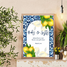 Blauwe tegels citroen Amalfi baby shower geschenke Poster