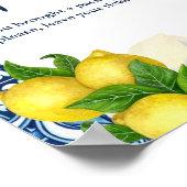 Blauwe tegels citroen Amalfi baby shower verloting Poster (Hoek)
