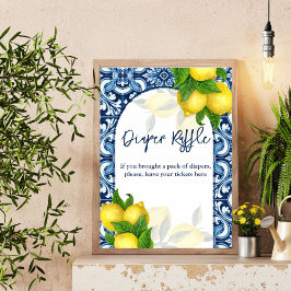 Blauwe tegels citroen Amalfi baby shower verloting Poster