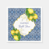 Blauwe tegels citroen Amalfi bruidsfeest feest aan Servet (Voorkant)