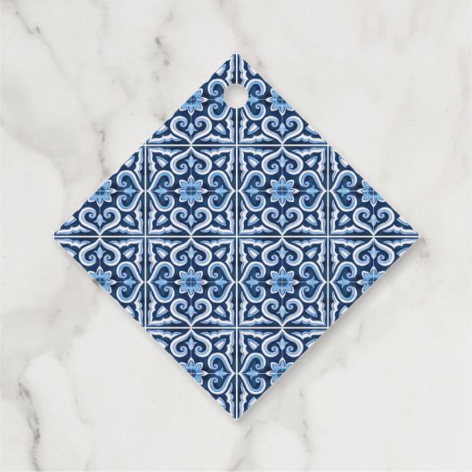 Blauwe tegels citroen Amalfi: Dank u wel Bedankjes Labels (Achterkant)