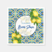 Blauwe tegels citroen Amalfi Positano bruidsdouche Servet (Voorkant)