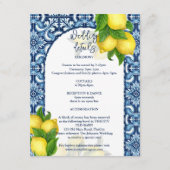 Blauwe tegels citroen Amalfi Positano huwelijksdet Informatiekaartje (Voorkant)