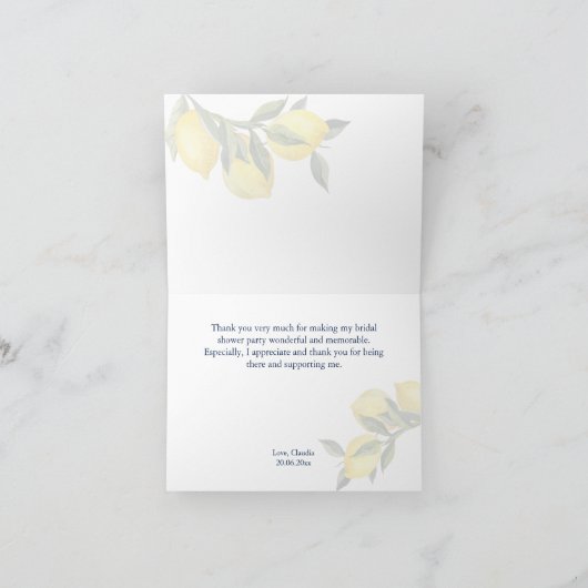 Blauwe tegels citroen Amalfi Positano Italiaans Bedankkaart (Binnen)