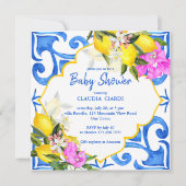 Blauwe tegels citroen Bougainvillea Amalfi baby sh (Voorkant)