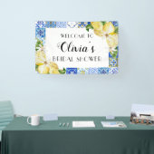 Blauwe Tegels Citroen Bruidsdouche Welkomstbanner Spandoek (Beurs)