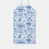 Blauwe tegels citroen bruiloft dank u cadeau gunst cadeaulabel (Achterkant)