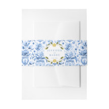 Blauwe tegels citroen bruiloft uitnodiging buik ba