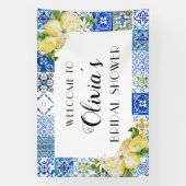 Blauwe Tegels Citroen Bruiloft Welkomstbanner Spandoek (Verticaal)