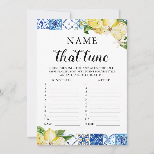 Blauwe Tegels Citroen naam dat Tune Vrijgezellenfe Kaart (Voorkant)