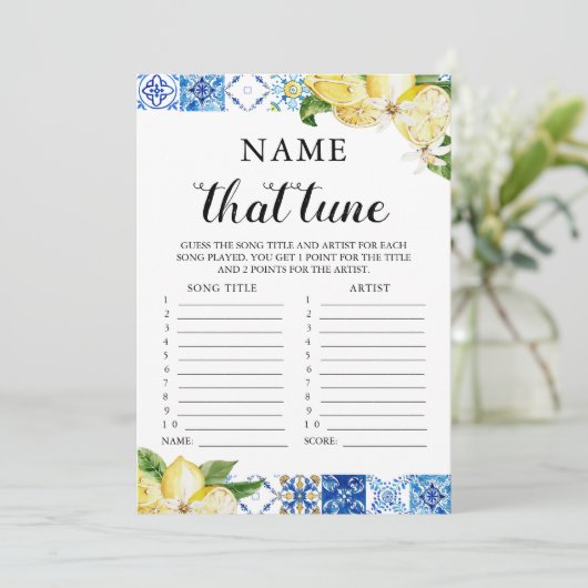 Blauwe Tegels Citroen naam dat Tune Vrijgezellenfe Kaart (Staand voorkant)