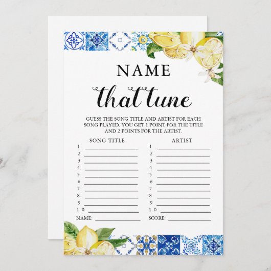 Blauwe Tegels Citroen naam dat Tune Vrijgezellenfe Kaart (Voorkant / Achterkant)