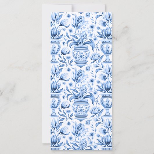 Blauwe tegels citroen porselein bruiloft menu kaar (Achterkant)