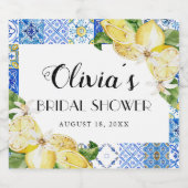 Blauwe Tegels Citroen Vrijgezellenfeest Wijnflesje Sparkling Wijnetiket (Enkel label)