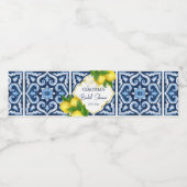 Blauwe tegels citroenen Amalfi Italiaans vrijgezel Waterfles Etiket (Enkel label)