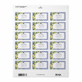 Blauwe Tegels Citroenen Bruidsfeest Dankadreskaart Etiket (Full Sheet)