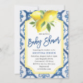 Blauwe Tegels Citroenen Capri Baby shower Kaart (Voorkant)