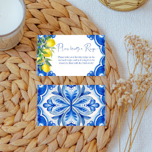 Blauwe tegels citroenen dat is een receptkaart informatiekaartje