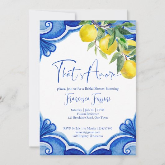 Blauwe tegels citroenen dat is meer vrijgezellenfe kaart (Voorkant)