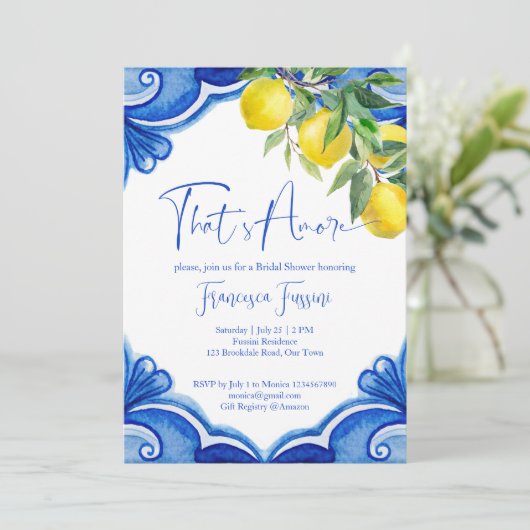 Blauwe tegels citroenen dat is meer vrijgezellenfe kaart (Staand voorkant)