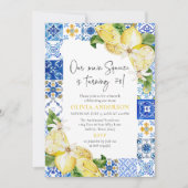 Blauwe Tegels Citroenen Italiaans 70ste verjaardag Kaart (Voorkant)