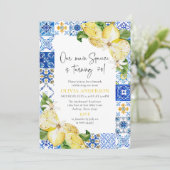 Blauwe Tegels Citroenen Italiaans 70ste verjaardag Kaart (Staand voorkant)