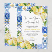 Blauwe Tegels Citroenen Italiaans 70ste verjaardag Kaart (Voorkant / Achterkant)