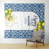 Blauwe tegels citroenen Italiaans Amalfi Gefelicit Wandkleed (In Situ (horizontaal))