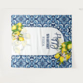 Blauwe tegels citroenen Italiaans Amalfi Gefelicit Wandkleed (Voorkant (horizontaal))