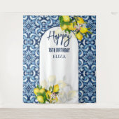 Blauwe tegels citroenen Italiaans Amalfi Gefelicit Wandkleed (Voorkant)