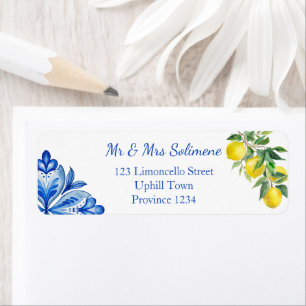 Blauwe tegels citroenen Italiaans Etiket