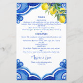 Blauwe tegels citroenen  Italiaans menukaart (Achterkant)