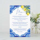 Blauwe tegels citroenen  Italiaans menukaart (Staand voorkant)