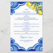 Blauwe tegels citroenen  Italiaans menukaart (Achterkant)