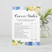 Blauwe Tegels Citroenen Over of Onder Bruidsfeest  Kaart (Staand voorkant)