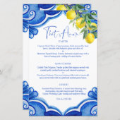 Blauwe tegels citroenen vintage Italiaanse menukaa (Voorkant / Achterkant)