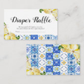Blauwe Tegels Citroenen Zomer Baby shower Luier Ra Informatiekaartje (Voorkant / Achterkant)