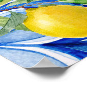 Blauwe tegels citroenmutsen amore vrijgezellenfees poster (Hoek)