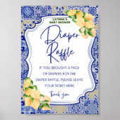 Blauwe Tegels Citrus Baby shower Teken Poster (Voorkant)