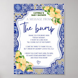 Blauwe Tegels Citrus Baby shower Teken Poster