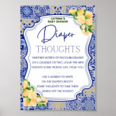 Blauwe Tegels Citrus Baby shower Teken Poster (Voorkant)