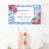 Blauwe Tegels Dancing Queen Disco Vrijgezellenfees Spandoek (Insitu)