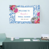 Blauwe Tegels Dancing Queen Disco Vrijgezellenfees Spandoek (Beurs)