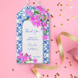 Blauwe Tegels en Bougainvillea elegant dank u Cadeaulabel